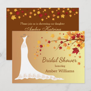 Fallende Herbstblätter, Hochzeitskleid-Brautparty Einladung
