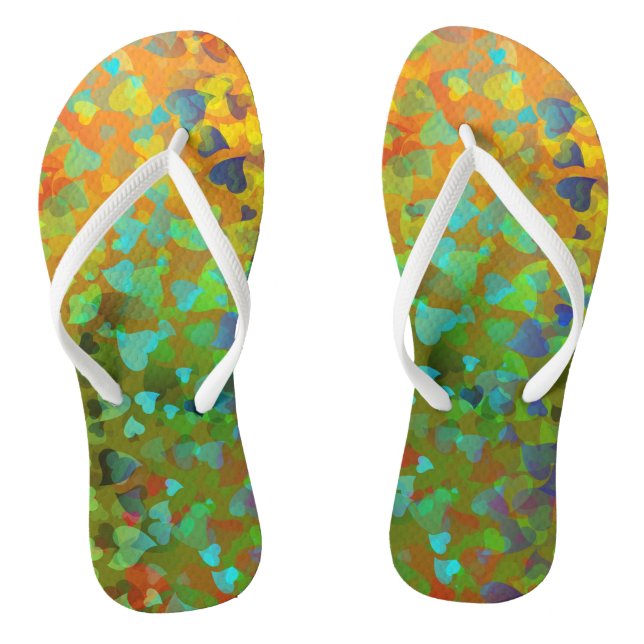 Fallende Herzen Orange Flip Flops (Fußbett)