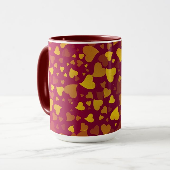 Fallende Herzen Red Gold Tasse (Vorderseite Links)
