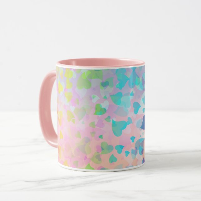 Fallende Herzen rosa Tasse (Vorderseite Links)