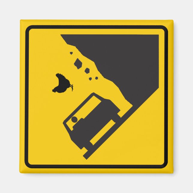 Fallende Hühnerzone Highway-Zeichen Magnet (Vorne)