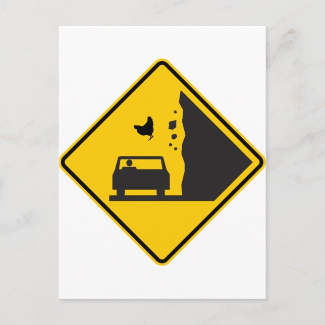 Fallende Hühnerzone Highway-Zeichen Postkarte (Vorderseite)