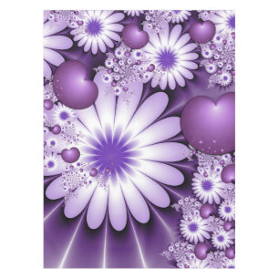 Fallende in Liebe Abstrakte Blume & Herz Fraktal Tischdecke