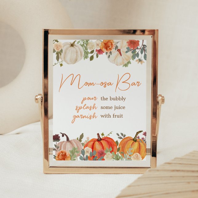 Fallende in Liebe Floral Pumpkin Mama Osa Bar Poster (Fall Floral Pumpkin Baby Shower Mom Osa Bar Sign)