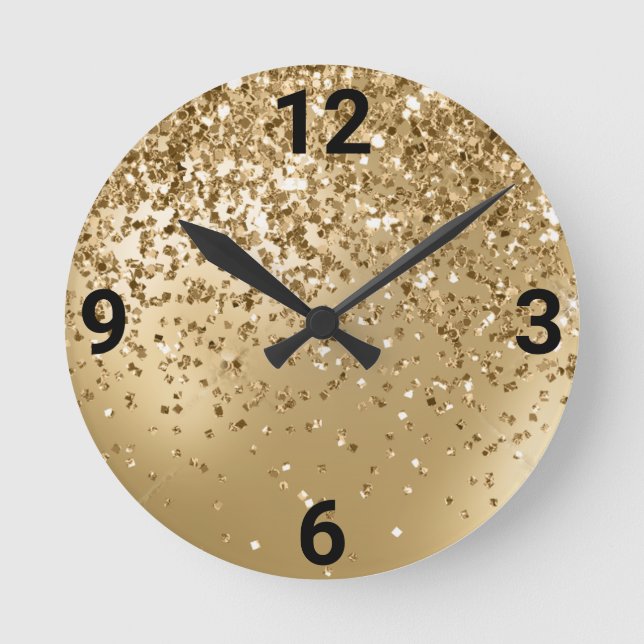 FALLENDE KRYSTAL GOLD MODERN WALL CLOCK RUNDE WANDUHR (Vorderseite)
