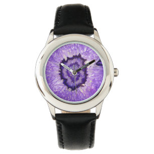 Fallende Lila Agate Geode Armbanduhr