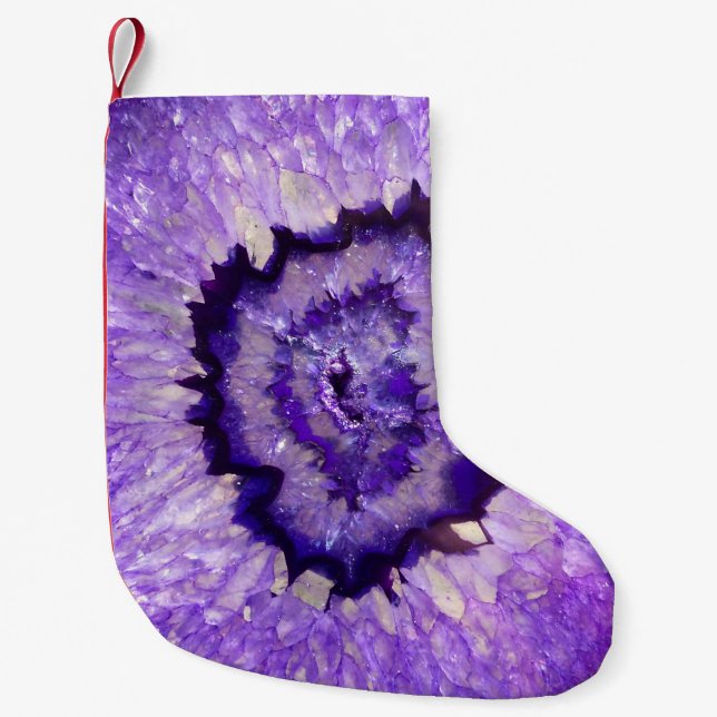 Fallende Lila Agate Geode Kleiner Weihnachtsstrumpf (Vorderseite)