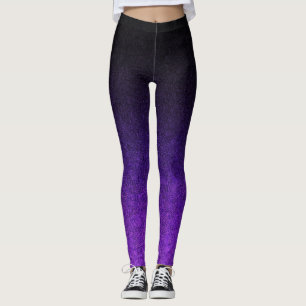 Fallende Lila und schwarze Glitzer Gradient Leggings