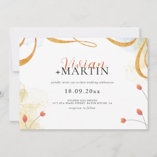 Fallende Melody Poetic Watercolor Floral Wedding Einladung