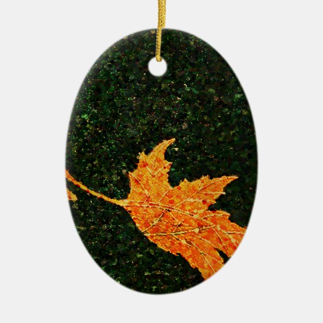 Fallende Ölgemälde aus Blättern Keramik Ornament (Vorne)