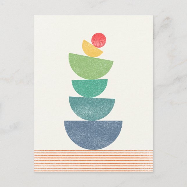 Fallende Orange abstrakt Mitte des Jahrhunderts Postkarte (Vorderseite)