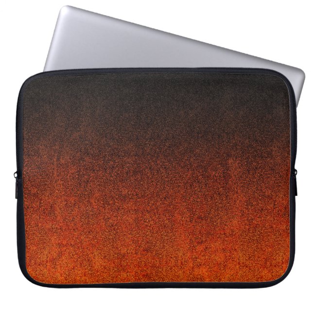 Fallende Orange- und Schwarz-Glitzer-Gradient Laptopschutzhülle (Vorderseite)