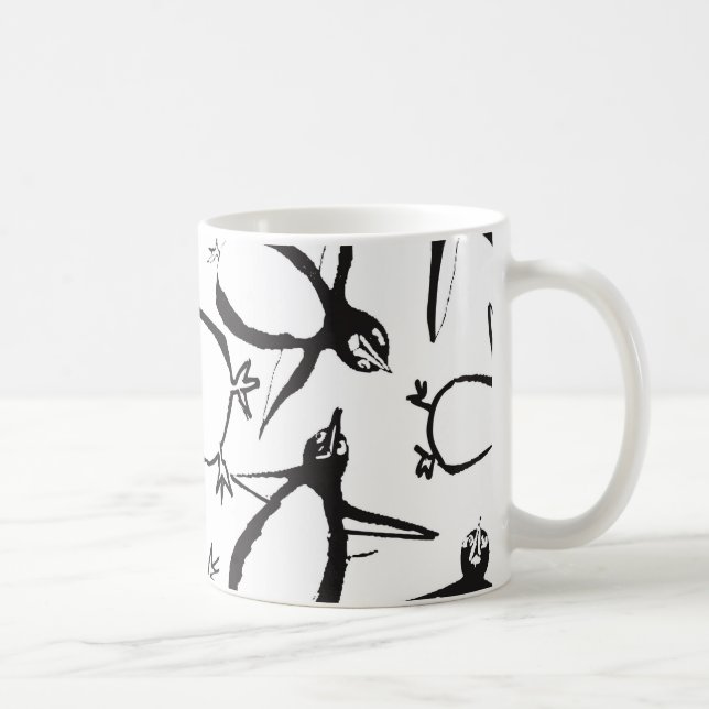 Fallende Pinguine-Tasse Kaffeetasse (Rechts)