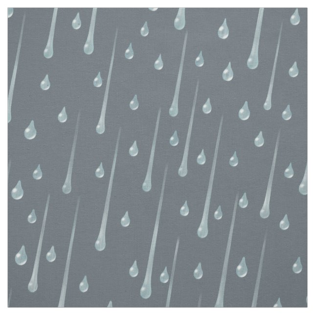 Fallende Raindrops Niedlicher Regentag Dunkelgrau Stoff (Muster)