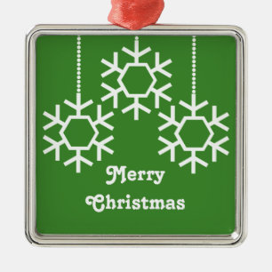 Fallende Schneeflocken Square Ornament, Hellgrün Ornament Aus Metall