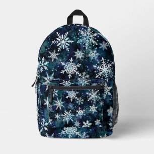 Fallende Schneeflocken Tiefblaue Magische Winterna Bedruckter Rucksack
