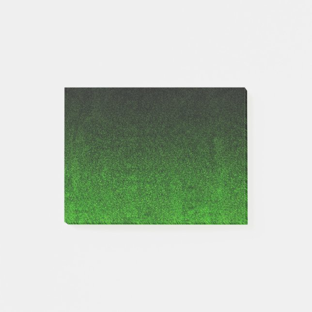 Fallende Schwarz/Grün-Glitzer-Gradient Post-it Klebezettel (Vorderseite)