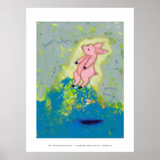 Fallende schwimmende PIG einzigartige zeitgenössis Poster