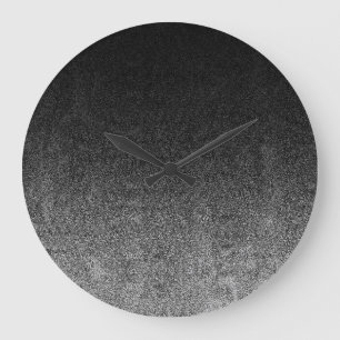 Fallende Silber- und Schwarz-Glitzer-Gradient Große Wanduhr