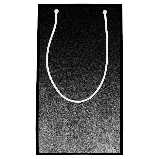 Fallende Silber- und Schwarz-Glitzer-Gradient Kleine Geschenktüte (Vorderseite)