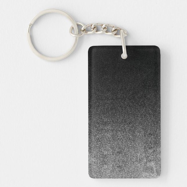 Fallende Silber- und Schwarz-Glitzer-Gradient Schlüsselanhänger (Vorderseite)