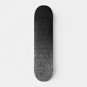 Fallende Silber- und Schwarz-Glitzer-Gradient Skateboard