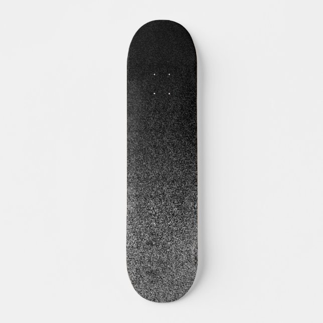 Fallende Silber- und Schwarz-Glitzer-Gradient Skateboard (Vorne)