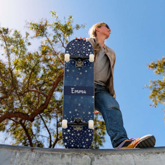 Fallende Silberstars Celestial Personalisiert Skateboard (Außenbereich 1)