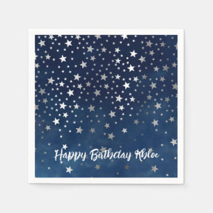 Fallende Silberstars Personalisiertes Party Serviette