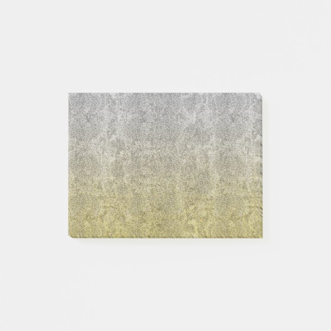 Fallende Silver & Gold Glitzer Gradient Post-it Klebezettel (Vorderseite)