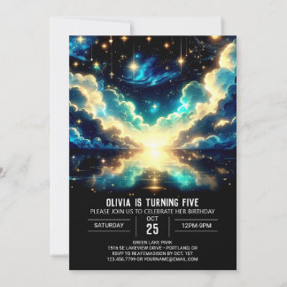 Fallende Sterne Celestial Digital Geburtstag Einladung