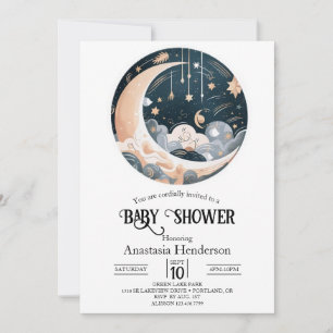 Fallende Sterne Nebula Stars Babydusche Einladung