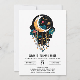 Fallende Sterne Nebula Sterne Digital Geburtstag Einladung