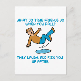 Fallende und wahre Freunde Postkarte