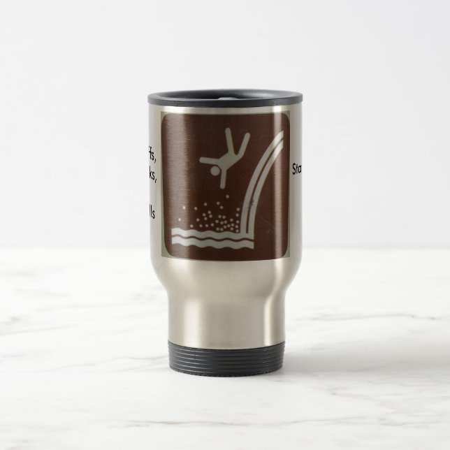 Fallende Wasserfallwanderer-Reise-Tasse Reisebecher (Mittel)