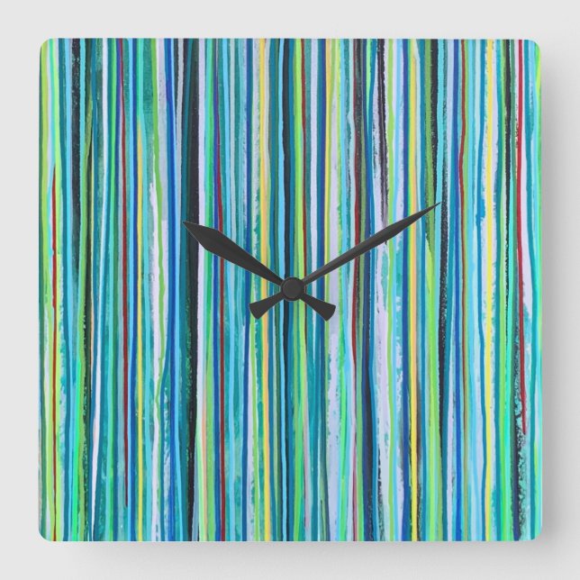 Fallende Wassermauer Quadratische Wanduhr (Vorderseite)