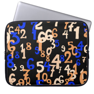 Fallende Zahlen abstrakter Hintergrund. Abstrakte Laptopschutzhülle