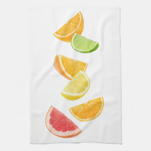 Fallende Zitrusscheiben Küchentuch