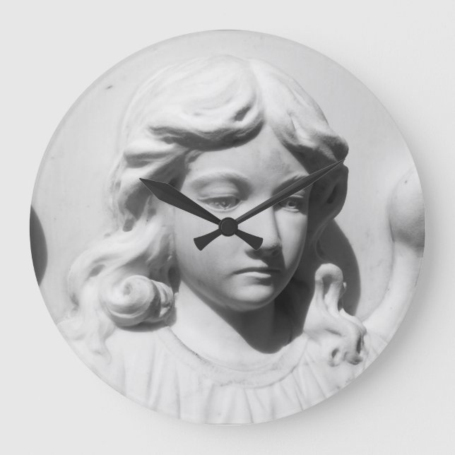 Fallender Engel in Trauer Große Wanduhr (Vorderseite)