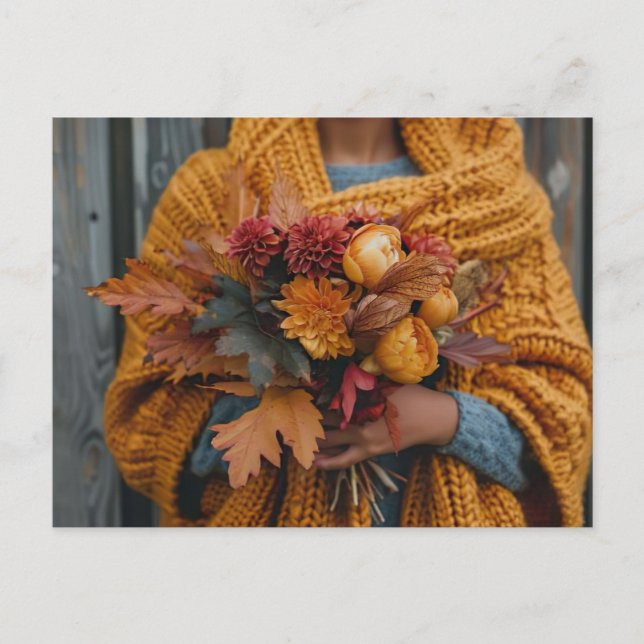 fallender Grußkartenfrau mit fallender Blume Postkarte (Vorderseite)