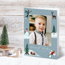 Fallender Schnee Whimsical 2 Foto Feiertagskarte