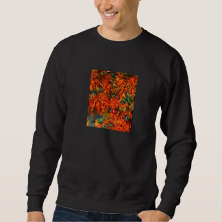 Fallendes Blätter auf schwarzem Sweatshirt
