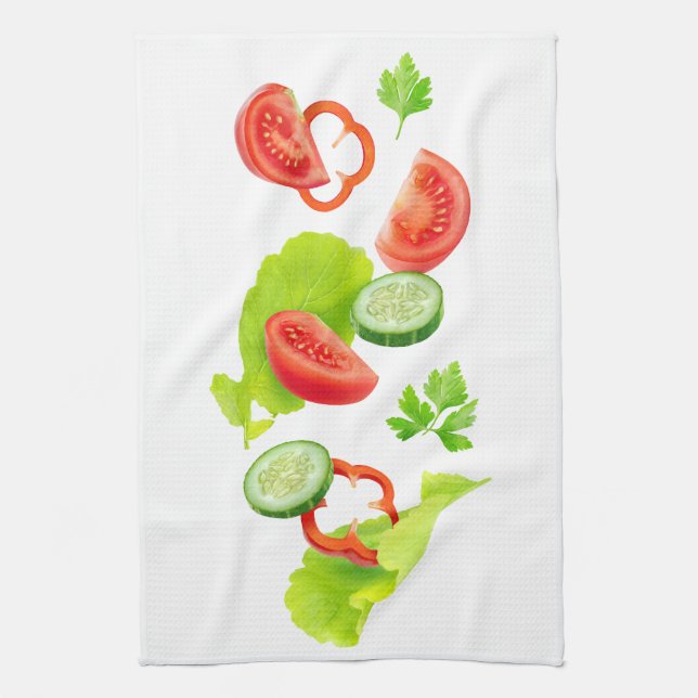 Fallendes frisches Gemüse Küchentuch (Vertikal)