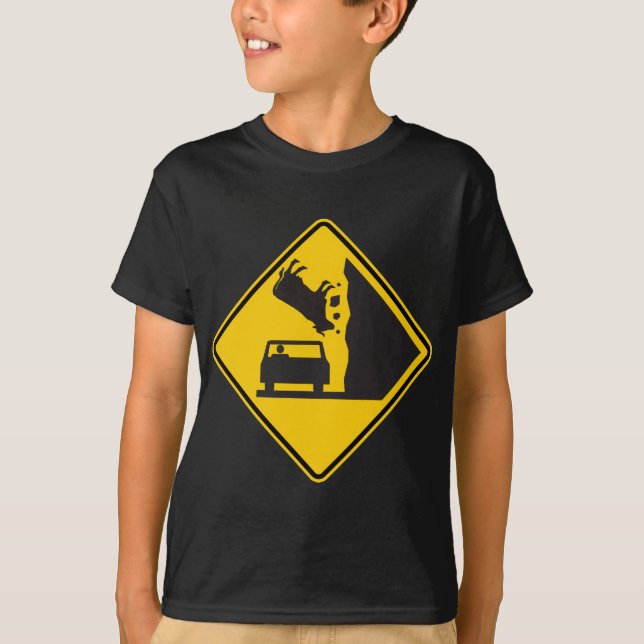 Fallendes Kuh-Zonen-Landstraßen-Zeichen T-Shirt (Vorderseite)