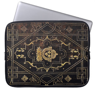Fallendes Leder und Gold Laptopschutzhülle