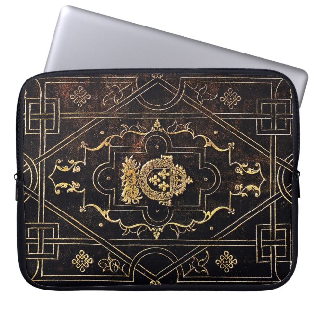 Fallendes Leder und Gold Laptopschutzhülle (Vorderseite)