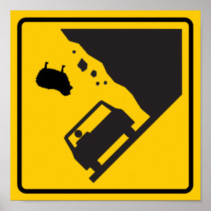 Fallendes Schaf-Zonen-Landstraßen-Zeichen Poster