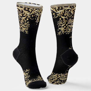 Fallendes Schwarz-Gold-Filigran Socken