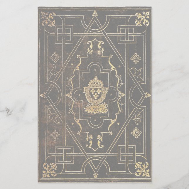 Fallendes Vintages Leder und Gold Briefpapier (Vorderseite)