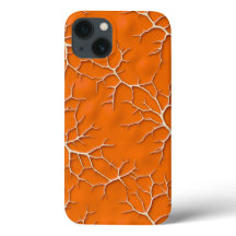 Falles Orange iPhone-Case mit Ast-Textur